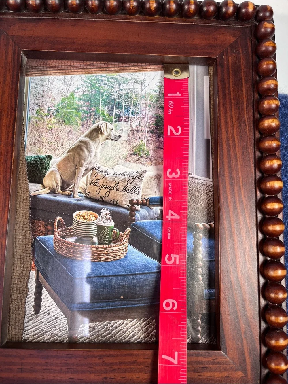 Wood Bead Photo Frame in Dark Brown